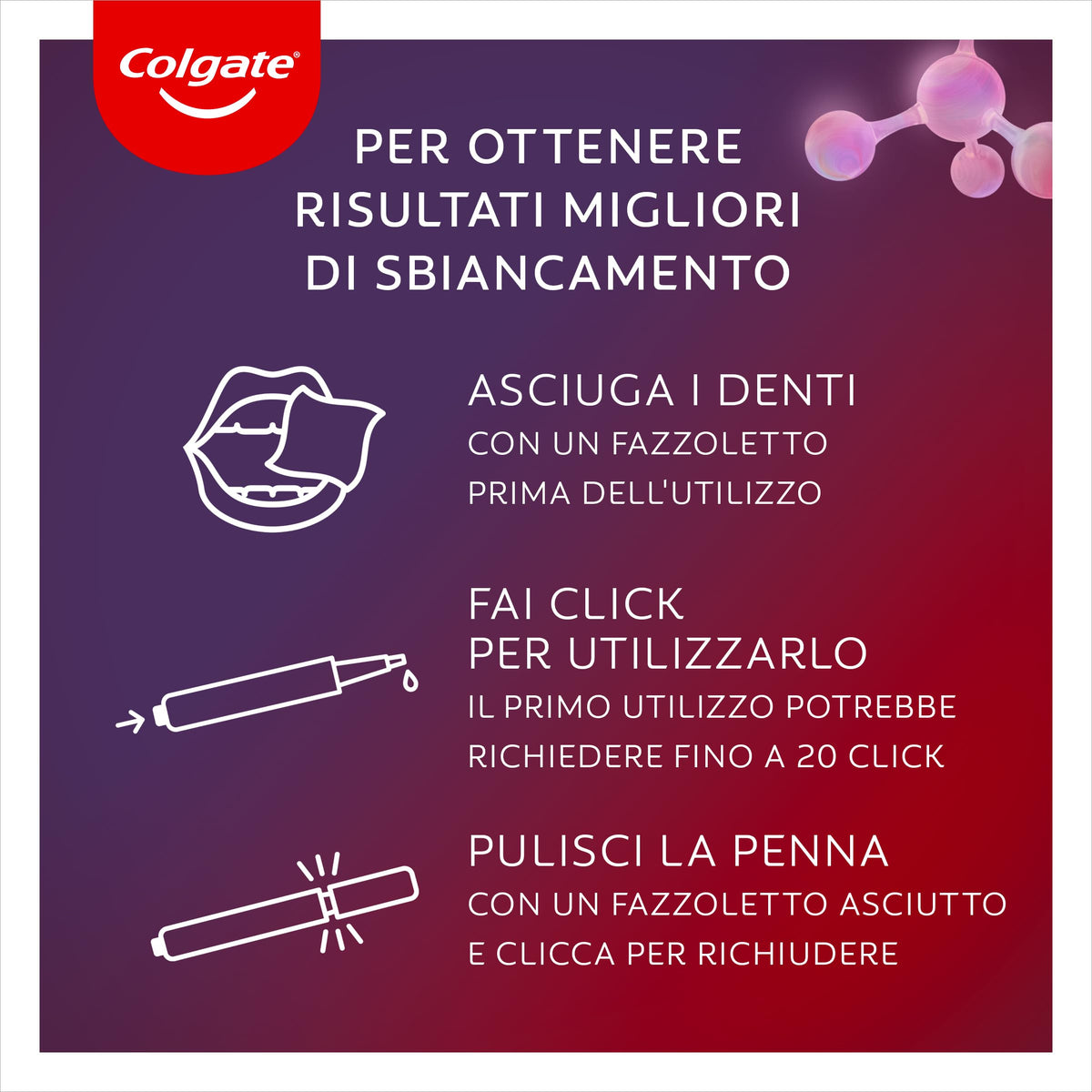 Colgate Penna Sbiancante Denti Notturna Max White Overnight, Sbiancamento Denti, Sicuro per lo Smalto 2,5ml I Riduce le macchie superficiali I