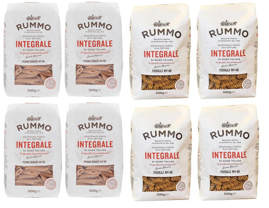 Rummo Pasta Integrale Confezione Prova 4x Penne Rigate + 4x Fusilli Pasta Italiana (8 x 500g)