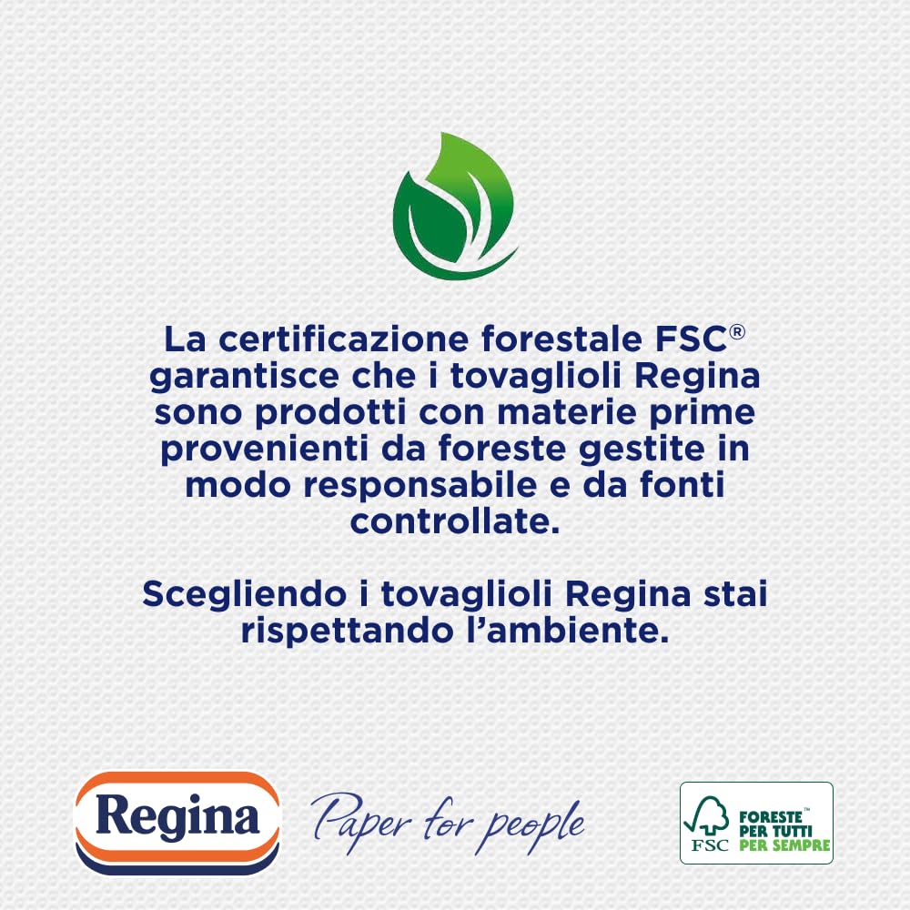 Regina Tovaglioli Interfogliati – Confezione da 110 Tovaglioli a 2 Veli, Pratici e Facili da Usare, 100% Pura Cellulosa, Confezione Dispenser in Plastica Riciclata, Certificata