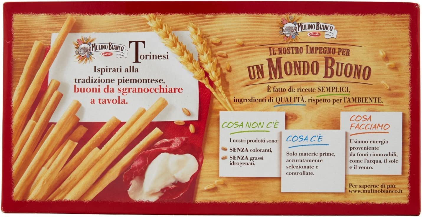 3x Grissini Torinesi Italian Dried Bread Sticks 280g Mulino Bianco Barilla