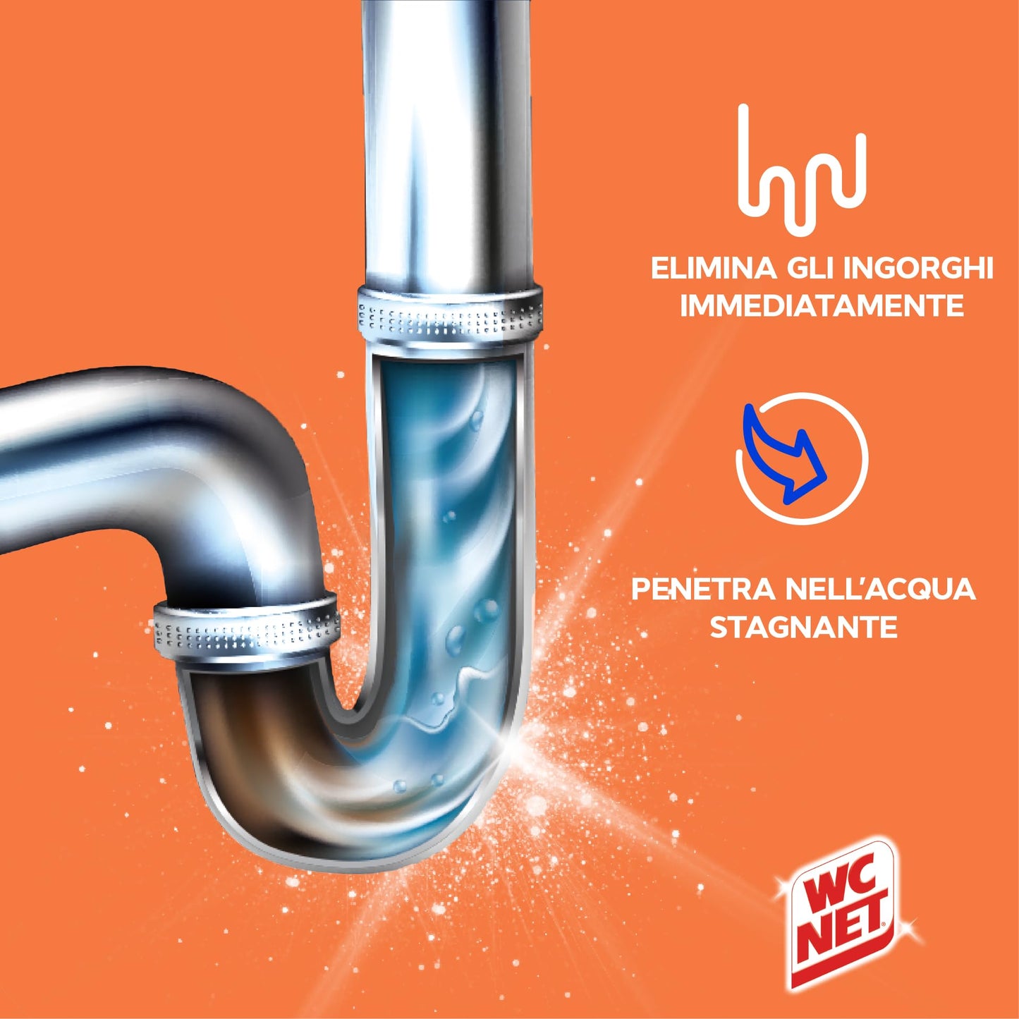 Wc Net - Professional Turbo, Disgorgante Gel per Scarichi Professionale, Agisce in 5 minuti, con Agenti Salvatubi, 500 ml