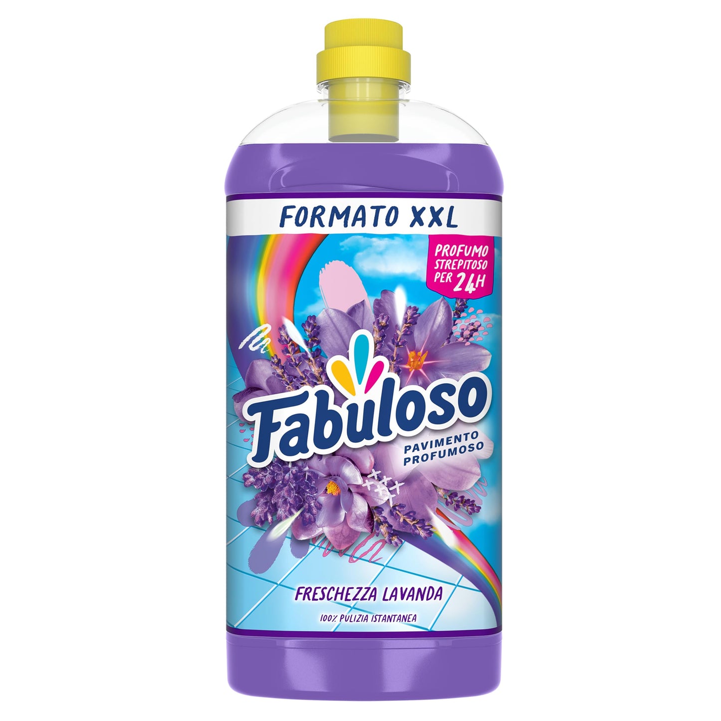 Fabuloso Detersivo Pavimenti Lavanda 1,9L | Detergente Multiuso | 100% Pulizia Istantanea | Profumo per 24 ore | Formula Biodegradabile al 98% | 99% Ingredienti di Origine Naturale