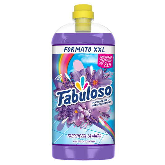 Fabuloso Detersivo Pavimenti Lavanda 1,9L | Detergente Multiuso | 100% Pulizia Istantanea | Profumo per 24 ore | Formula Biodegradabile al 98% | 99% Ingredienti di Origine Naturale