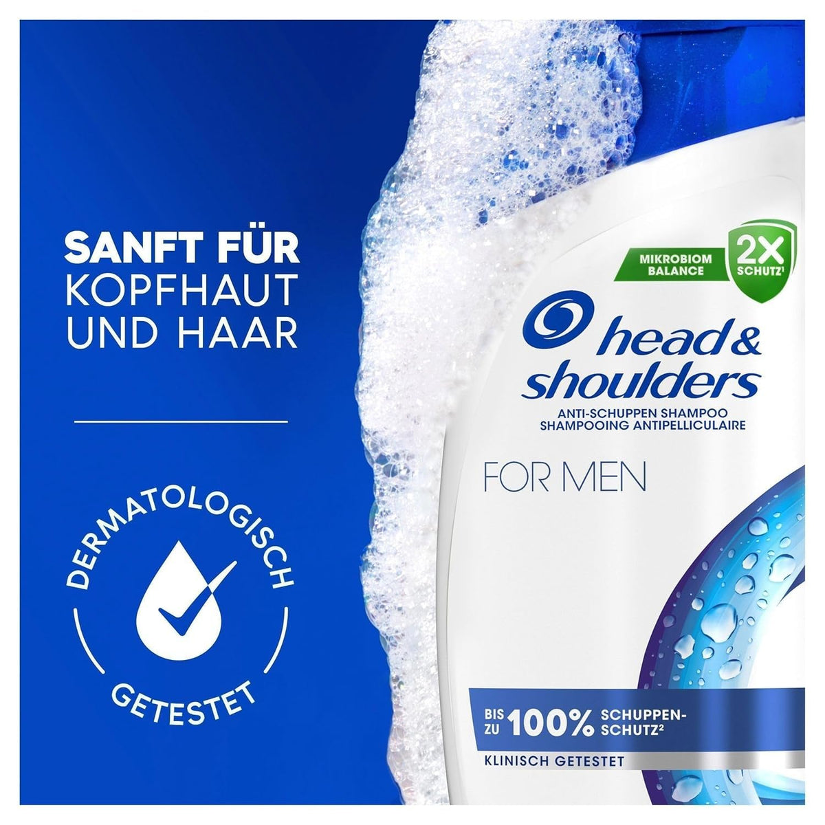 Head & Shoulders Head & Shoulders For Men Shampoo anti-forfora, fino al 100% di protezione per capelli e cuoio capelluto, confermato clinicamente, dermatologicamente testato, 300 ml