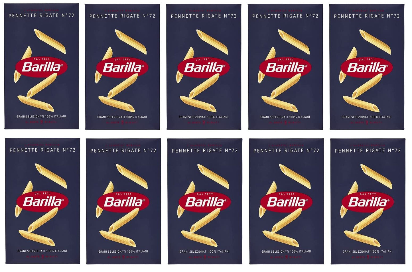 10x Barilla Pennette Rigate Italian Pasta No. 72. 500 g