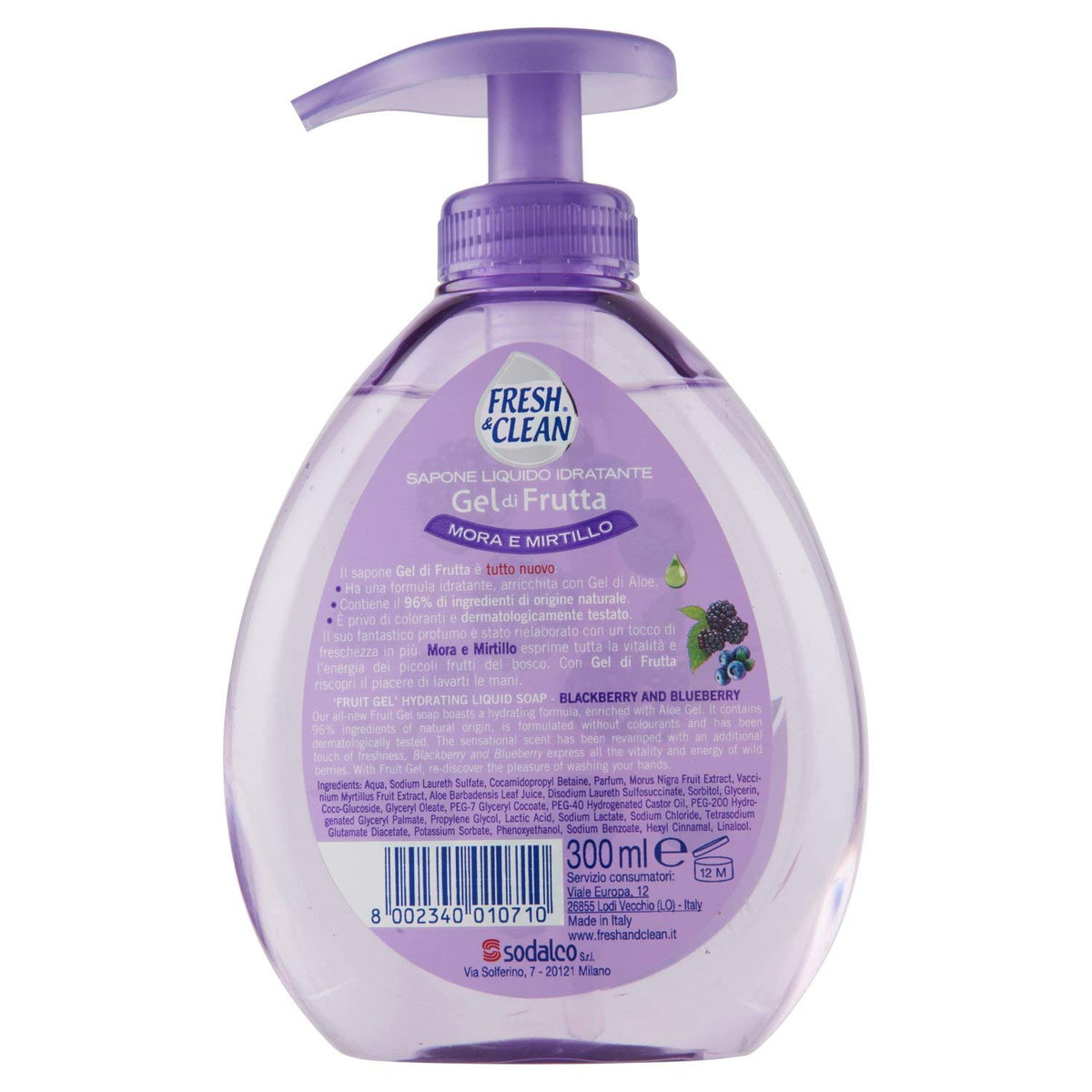 Fresh & clean - Sapone Liquido, Mora e Mirtillo - 300 ml