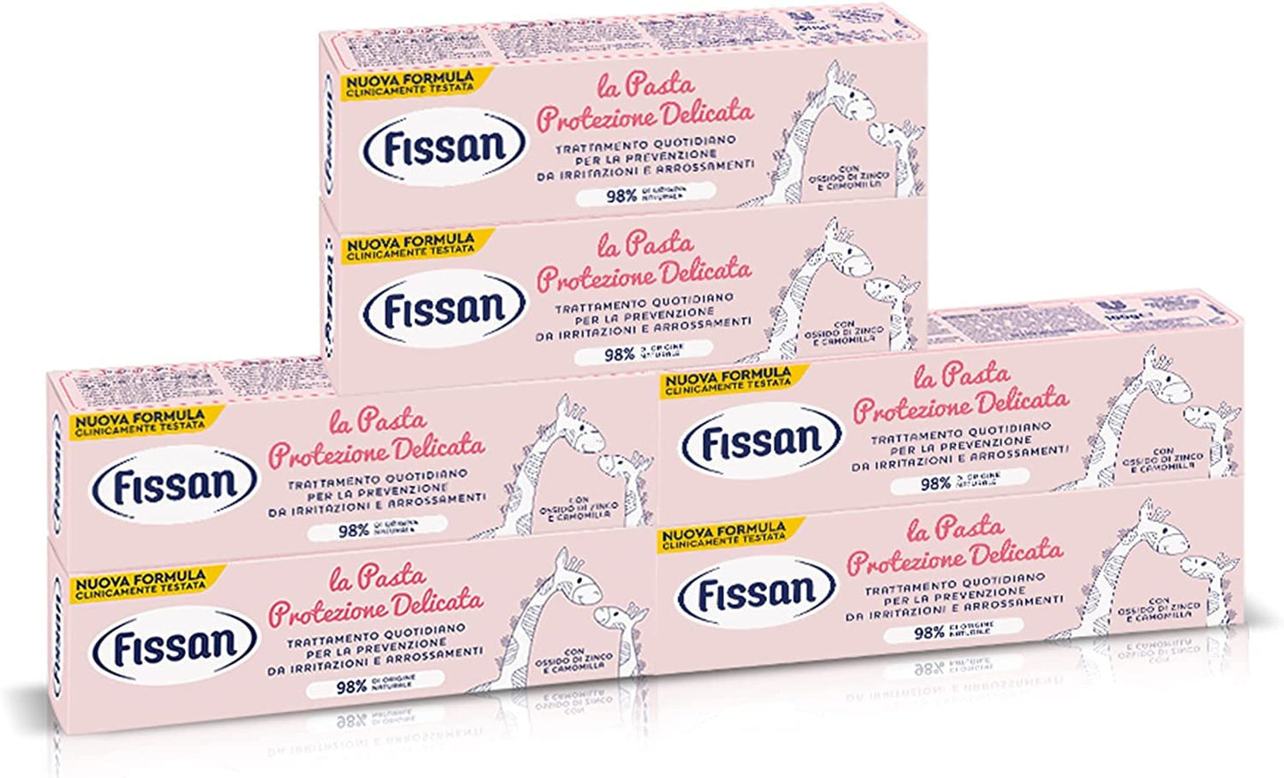 FISSAN Pasta Protezione Delicata - Trattamento Quotidiano per Prevenzione da Irritazioni e Arrossamenti - Clinicamente Testato - 98% Origine Naturale - Con Ossido di Zinco e Camomilla - 6 Conf. 100gr