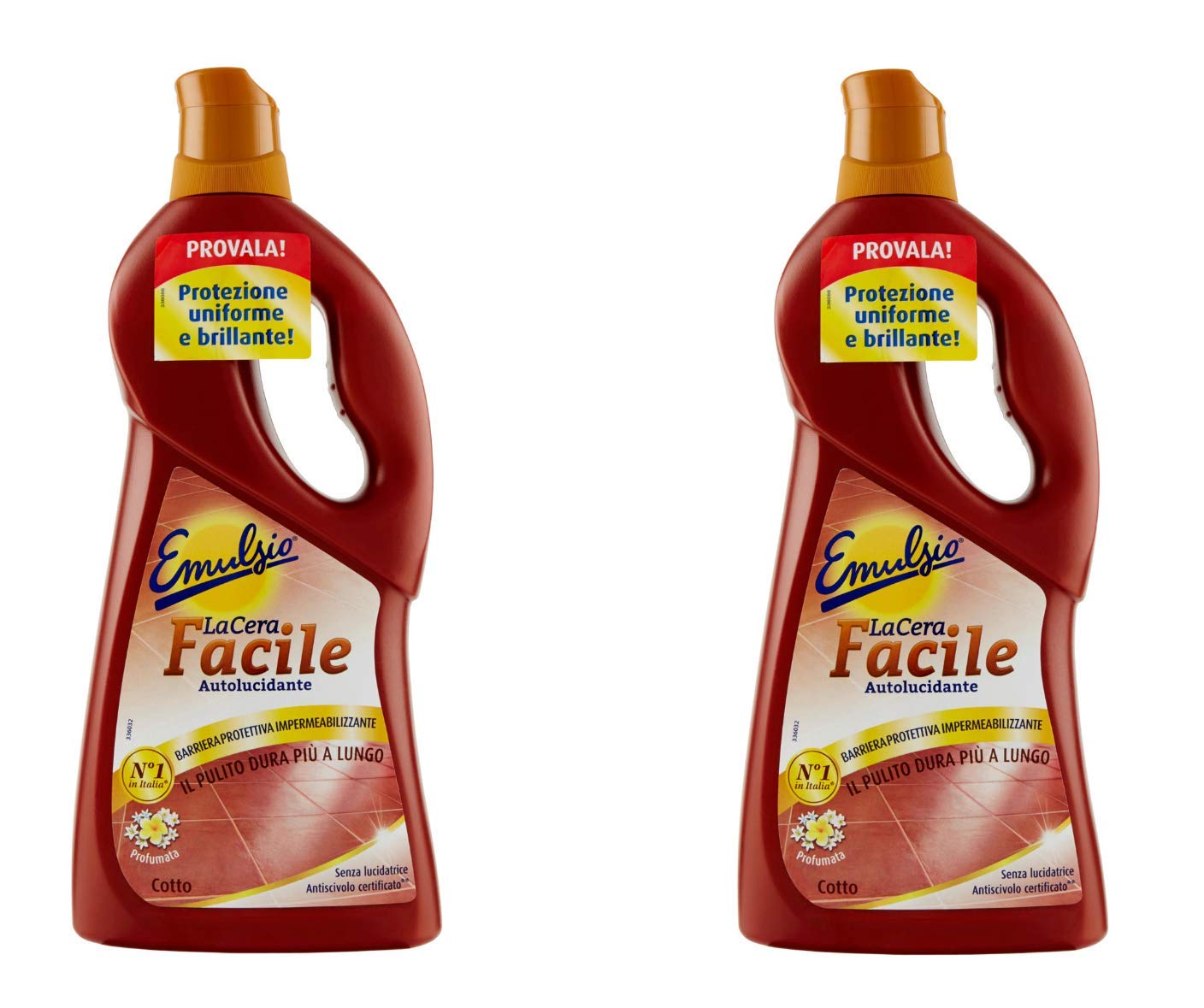 Emulsio 2 FLACONI da 725ml Cera Cotto LaCera Facile Autolucidante Barriera Protettiva Impermeabilizzante Senza lucidatrice la Cera Antiscivolo Certificato
