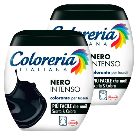 Grey 2x Coloreria Italiana Colorante per Tessuti in Lavatrice Colore Nero Intenso Formula Tutto in Uno - 2 Confezioni Monodose da 350 g