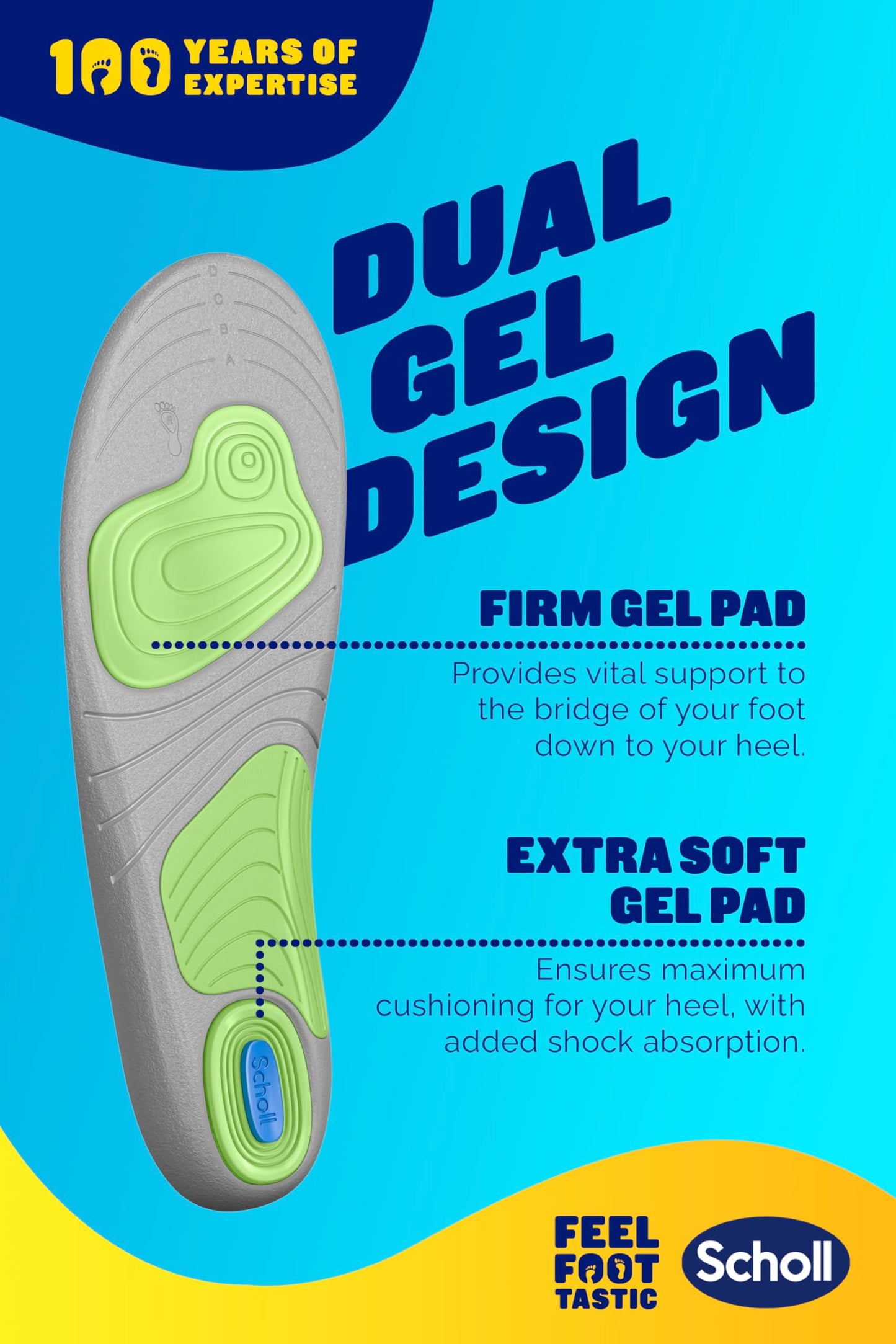 Scholl Active - Soletta in gel, da uomo