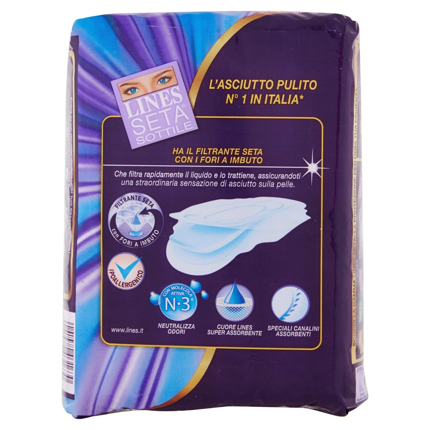 Lines Seta Sottile Assorbenti con Ali, 20 Pezzi