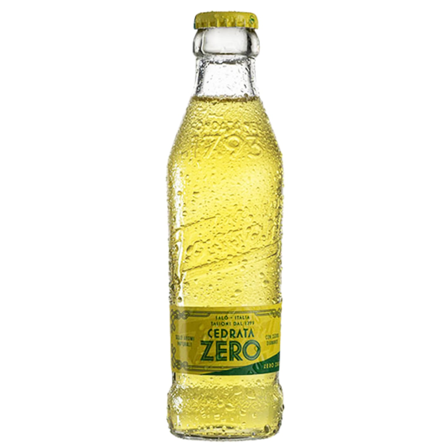 Tassoni Cedrata Zero Zuccheri in Bottiglietta in Vetro 18cl x 25 | Confezione da 25 Bottigliette in Vetro da 180ml
