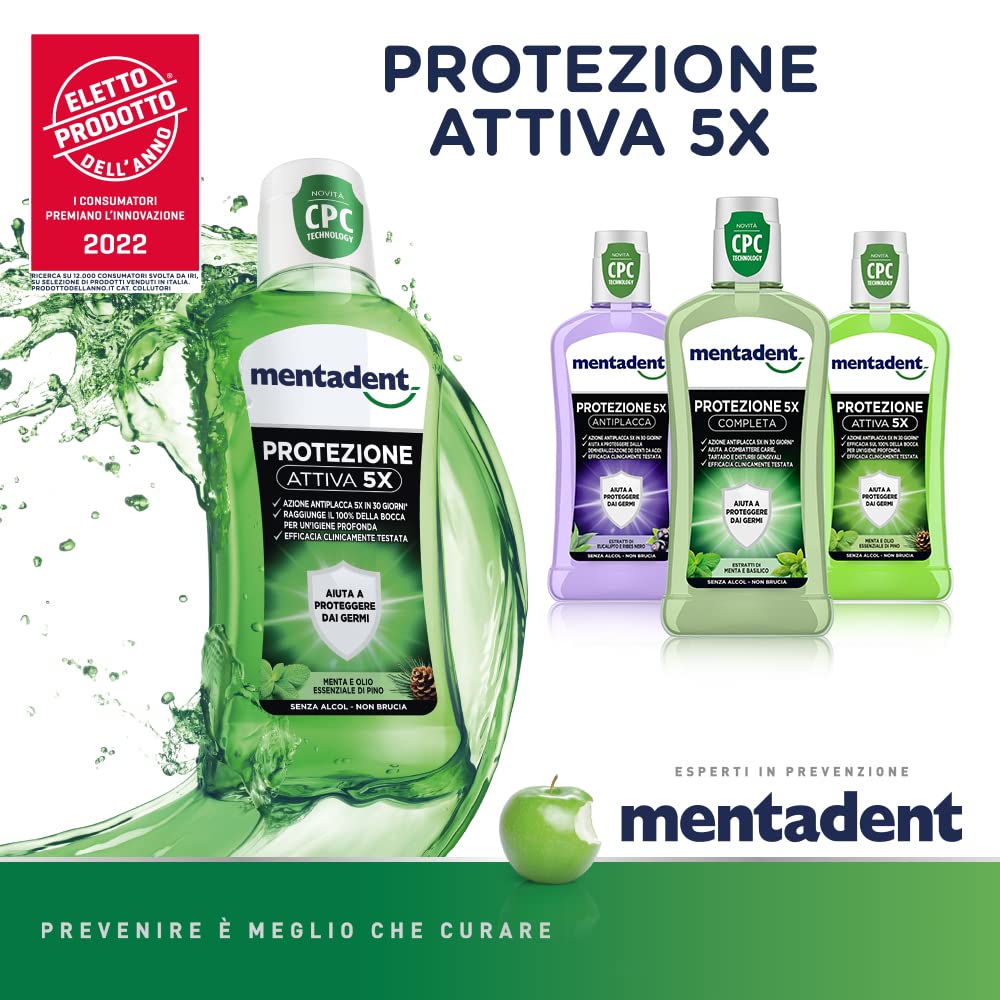 Mentadent Collutorio Protezione 5x Completa con CPC contro i principali disturbi orali, 6 pezzi da 400 ml