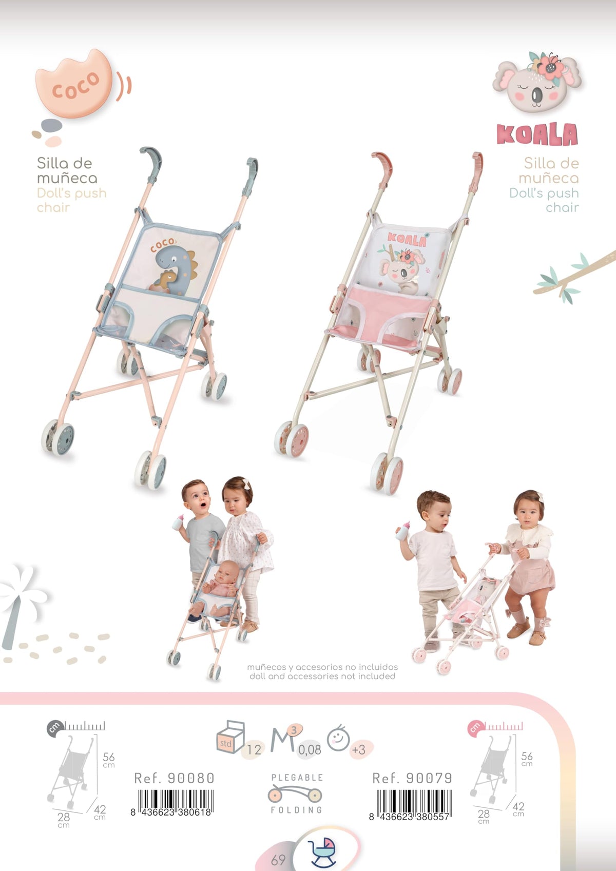 Passeggino per bambole Sedia pieghevole Koala DeCuevas 90079
