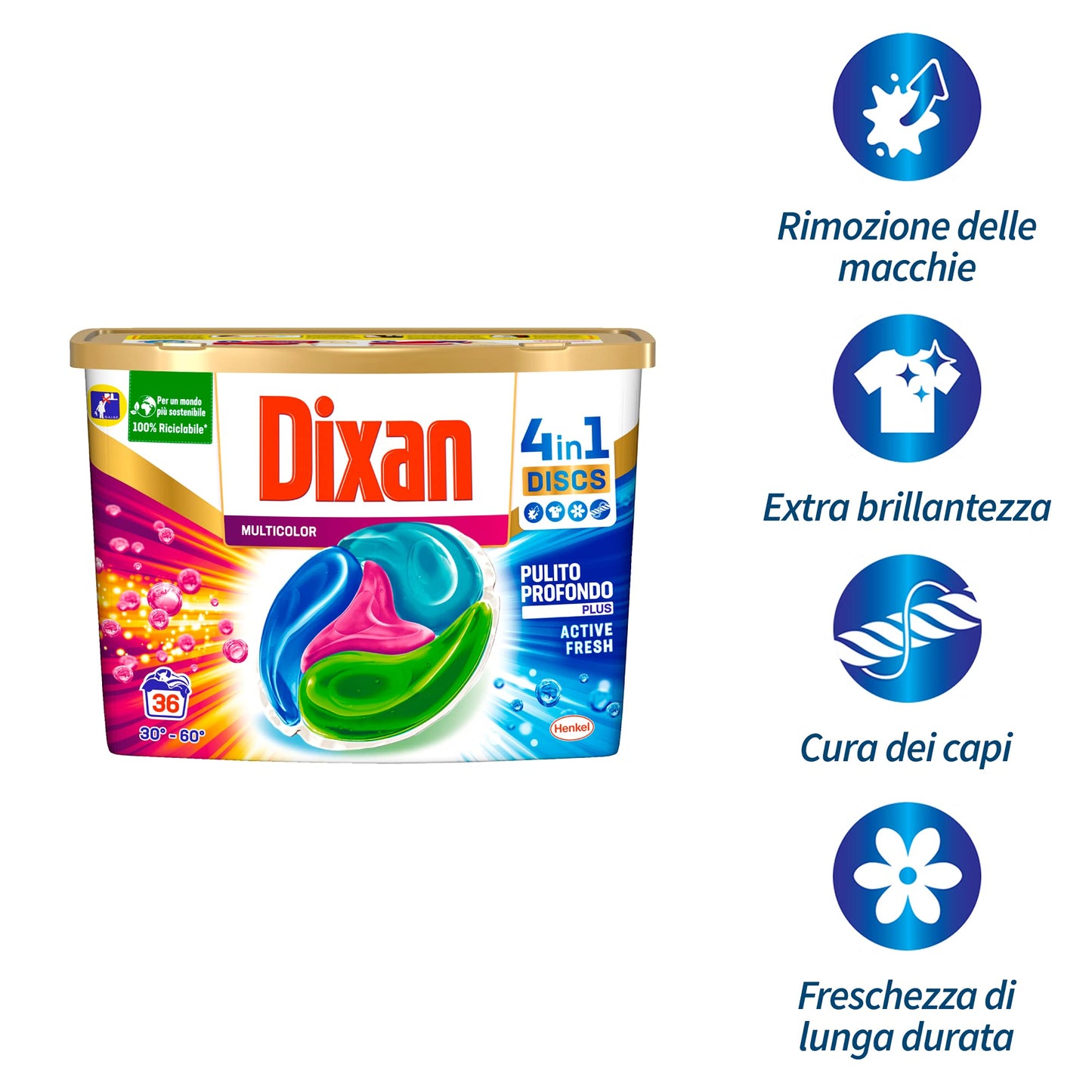 Dixan Capsule Multicolor per Lavatrice 4 In 1, 36 Lavaggi
