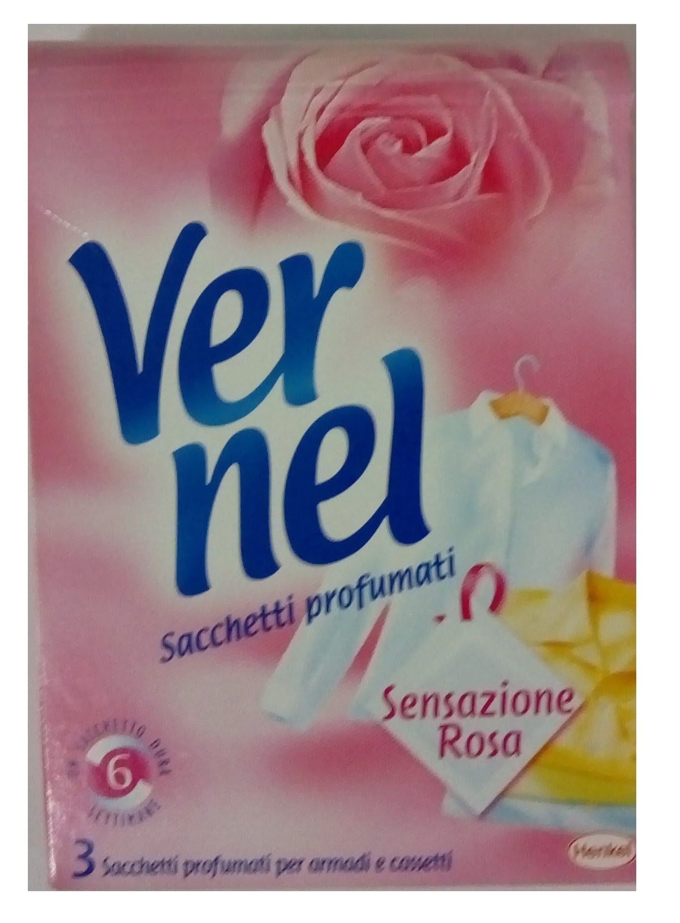 Vernel 3 sacchetti profumati armadi e cassetti sensazione rosa dura 6 settimane