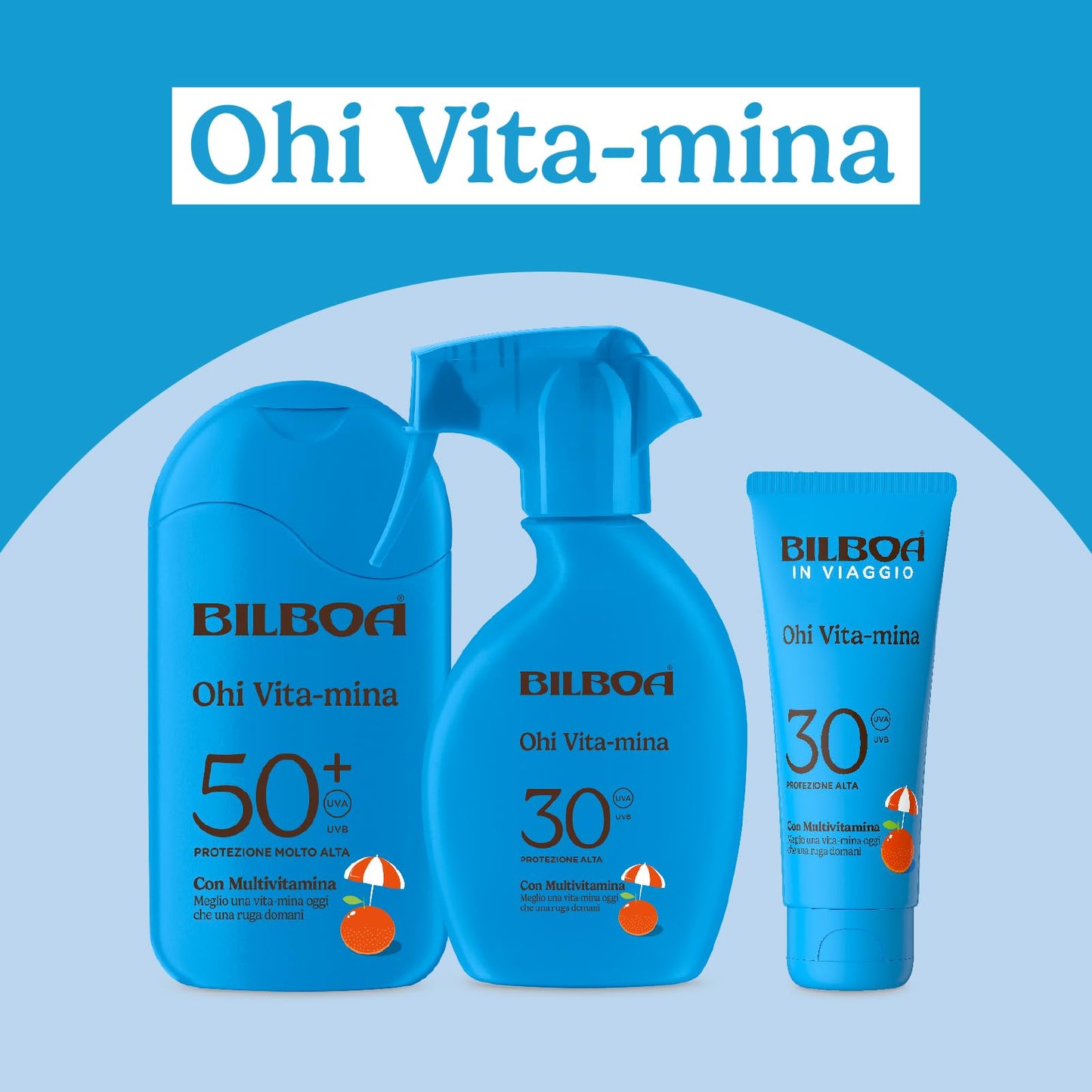 Bilboa Ohi Vita-mina Latte SPF 20, con Multivitamina, Meglio una Vita-Mina Oggi che una Ruga Domani, Resistente all'Acqua, Dermatologicamente Testato, 200 ml