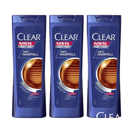 Clear Shampoo antiforfora da uomo, anti-perdita di capelli, 3 x 400 ml, confezione risparmio