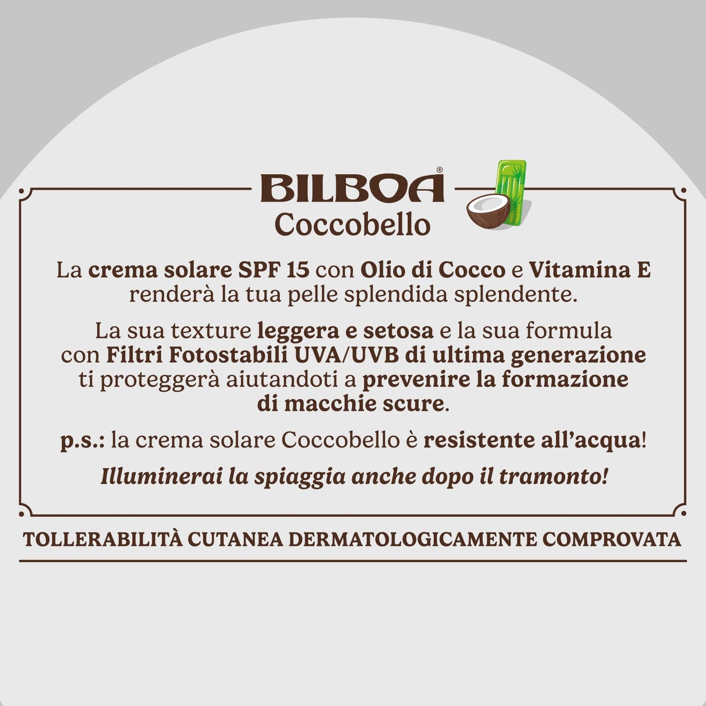 Bilboa Coccobello Latte Solare SPF 15, con Olio di Cocco, Illuminati d’Immenso, Resistente all'Acqua, 200 ml