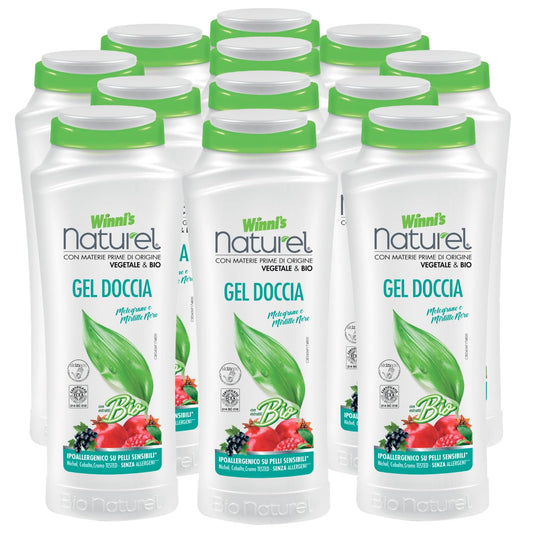 12 X Winni S Naturel Bio Tè Verde Tè 250 ML Gel Doccia Shower Gel Doccia Crema