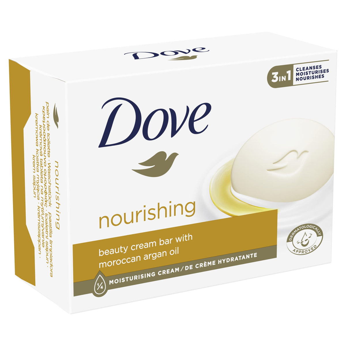 Dove Detersivo Beauty Cream Bar Sapone per le mani con crema idratante 1/4 per mani morbide e morbide, 90 g