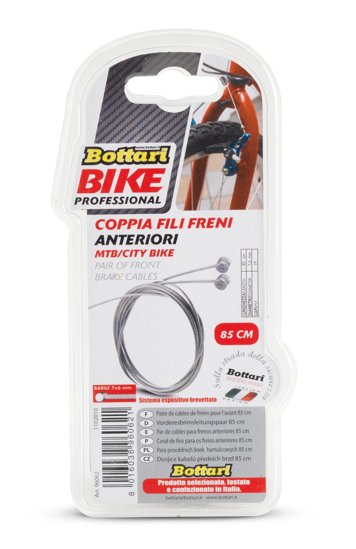 Bottari 96062 Coppia Fili per Freni MTB/City Bike Anteriori 85 cm Unisex-Adulto, Argento