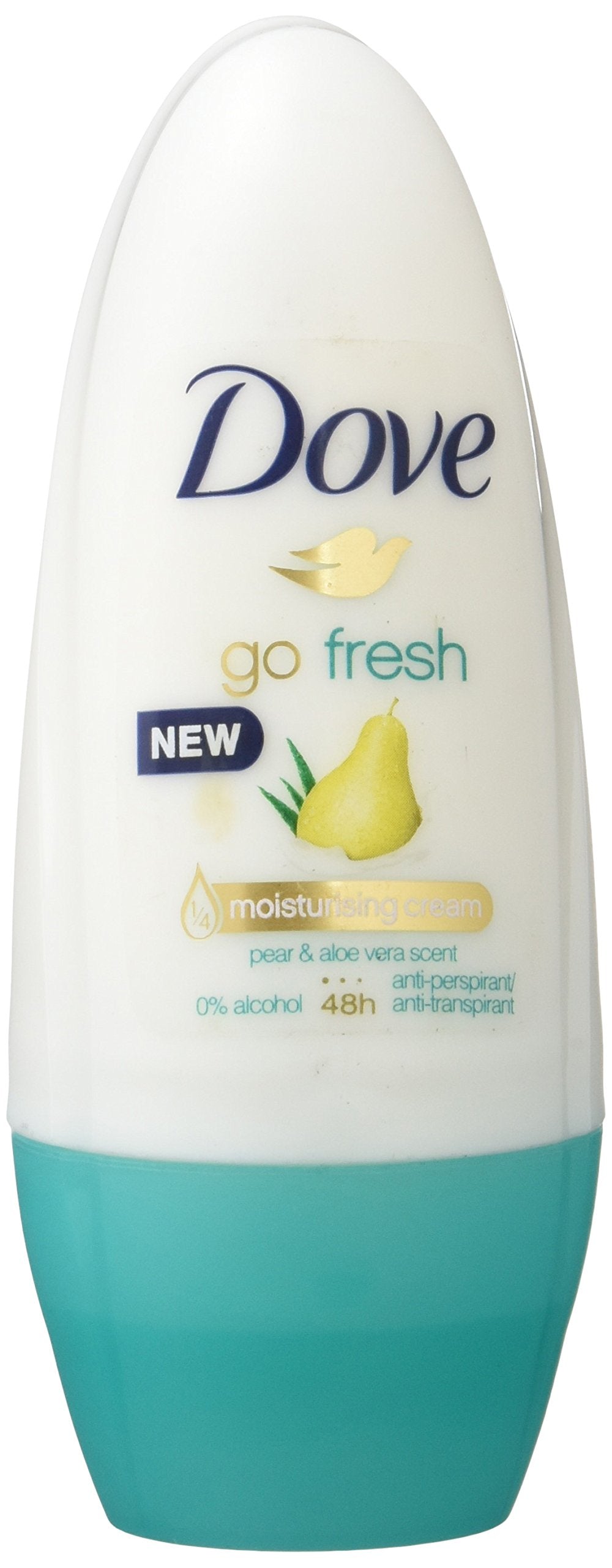 Dove Go Fresh Pear & Aloe Vera, deodorante roller, anti-traspirante, protegge dal sudore e idrata la pelle fino a 48 ore, 6 x 50 ml