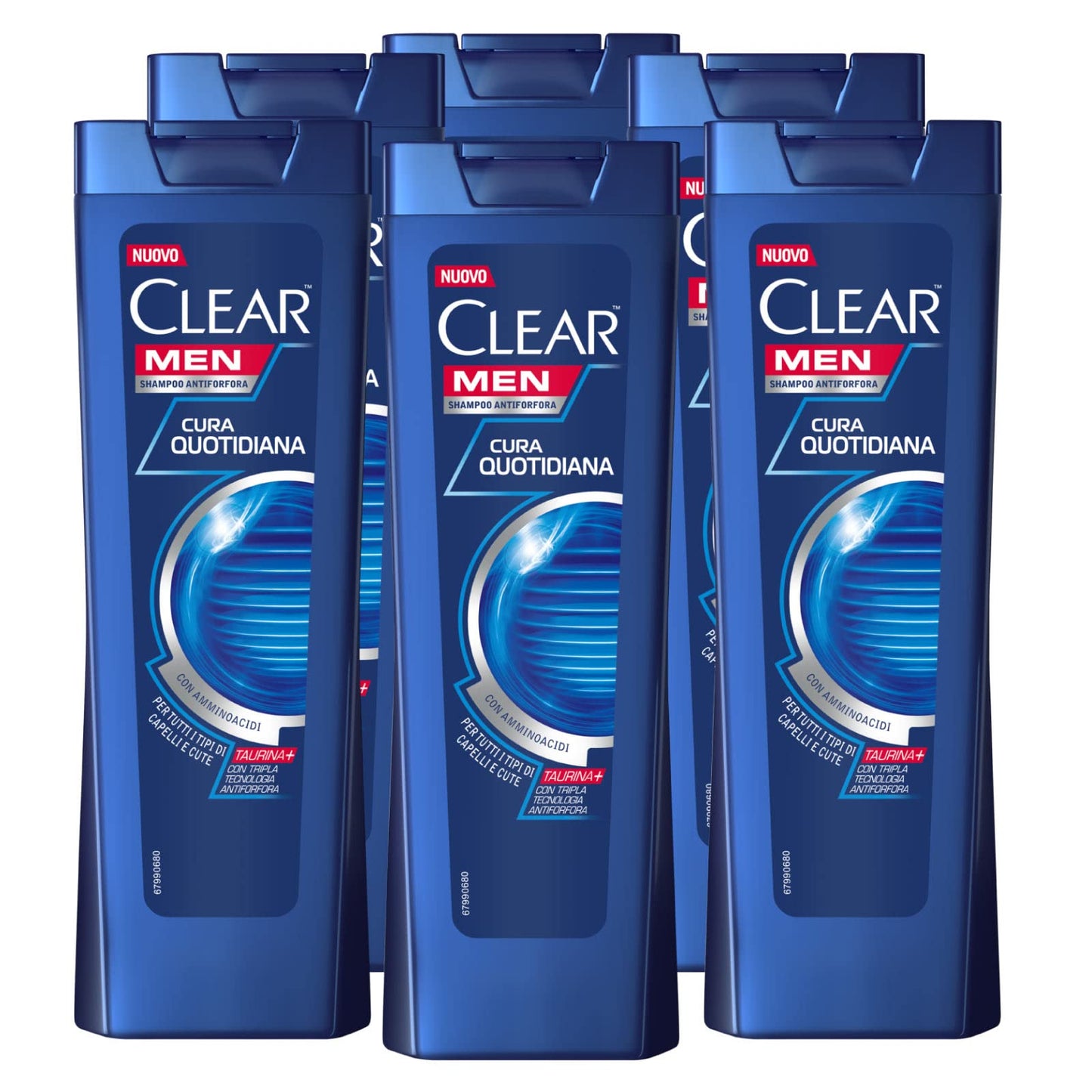 6x Clear Men Cura Quotidiana Shampoo Antiforfora Con Amminoacidi Protegge i Capelli - 6 Flaconi da 225ml