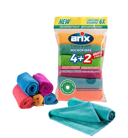 Arix | Microfibre Panni Multiuso, 6 Morbidi Panni 30x30cm, Antibatterici, Rimuovere Sporco Ostinato, Cattura Polvere e Sporco
