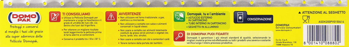 Domopak - Pellicola Ultraderente, Conserva E Protegge I Cibi - 15 Metri