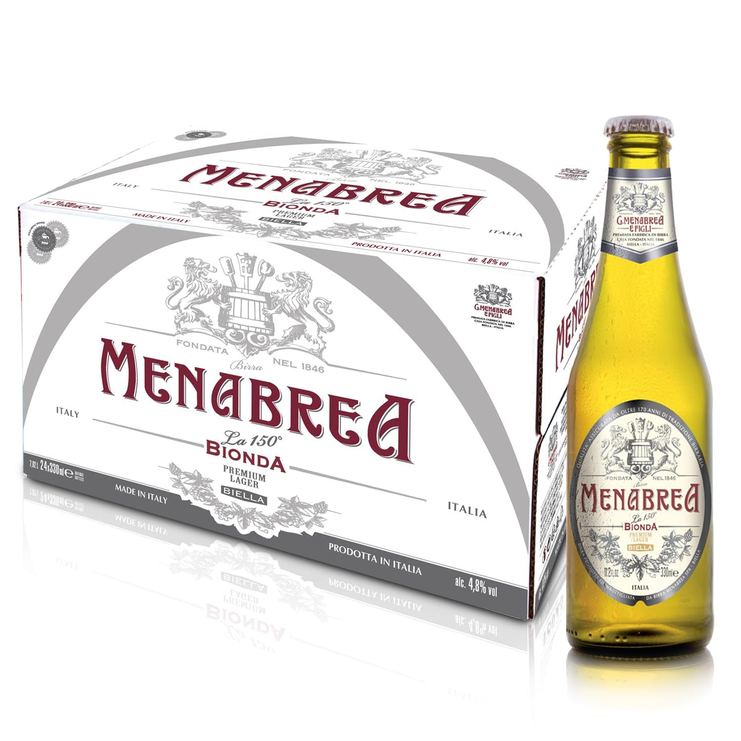 MENABREA - La 150 - Birra Bionda - Cartone Da 24 Bottiglie - 330 ml