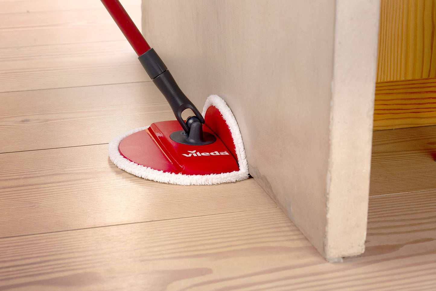 Vileda Spin & Clean, Lavapavimenti Con Sistema di Strizzatura Manuale attivabile attraverso il Manico, Set per la Pulizia dei Pavimenti con Secchio, Rullo pulente, Piastra, Panno 100% Microfibra