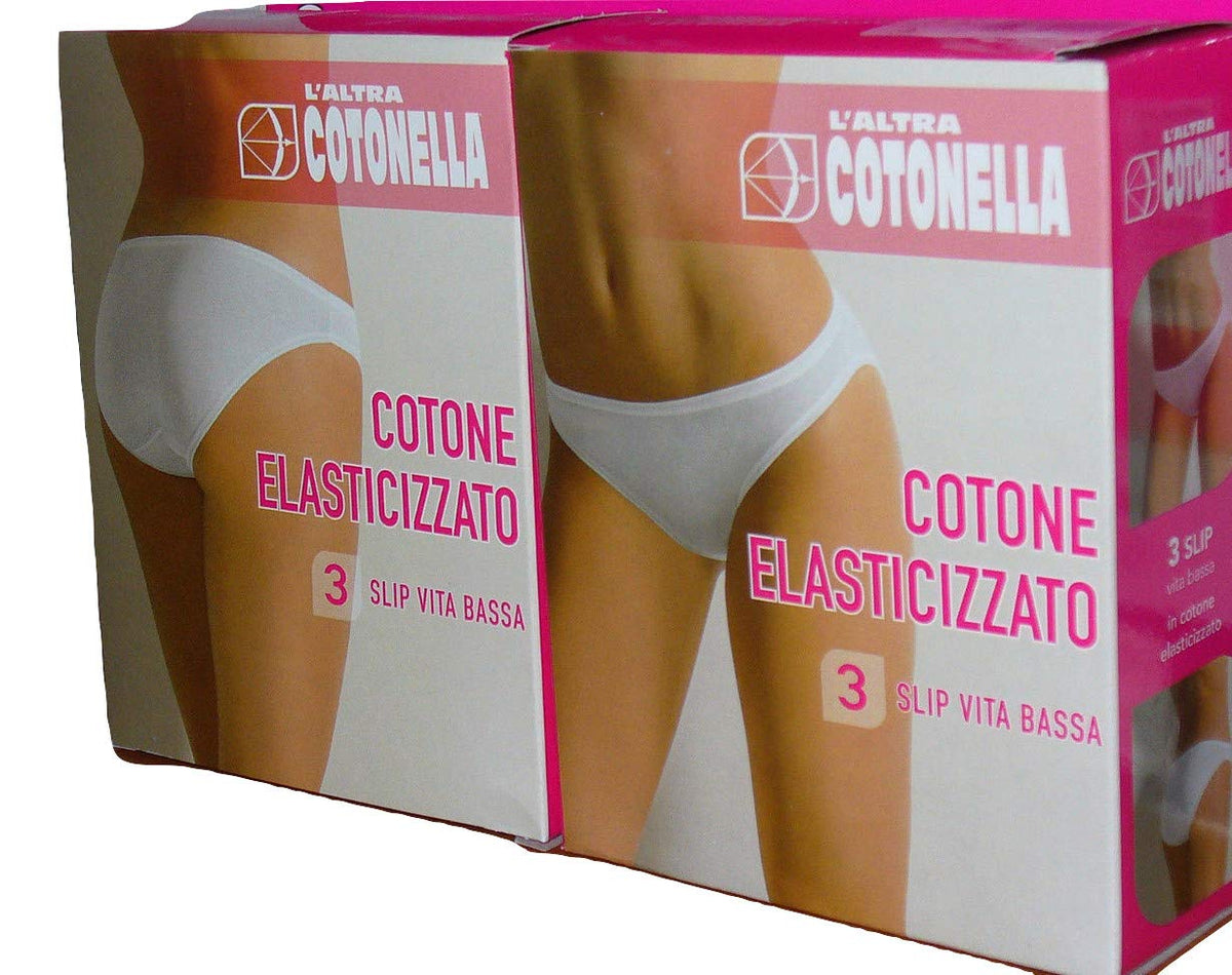 Cotonella Slip Vita Bassa Donna in Cotone Elasticizzato Art. 3165 - Confezione da 6 Pezzi - Colori Bianco E Nero