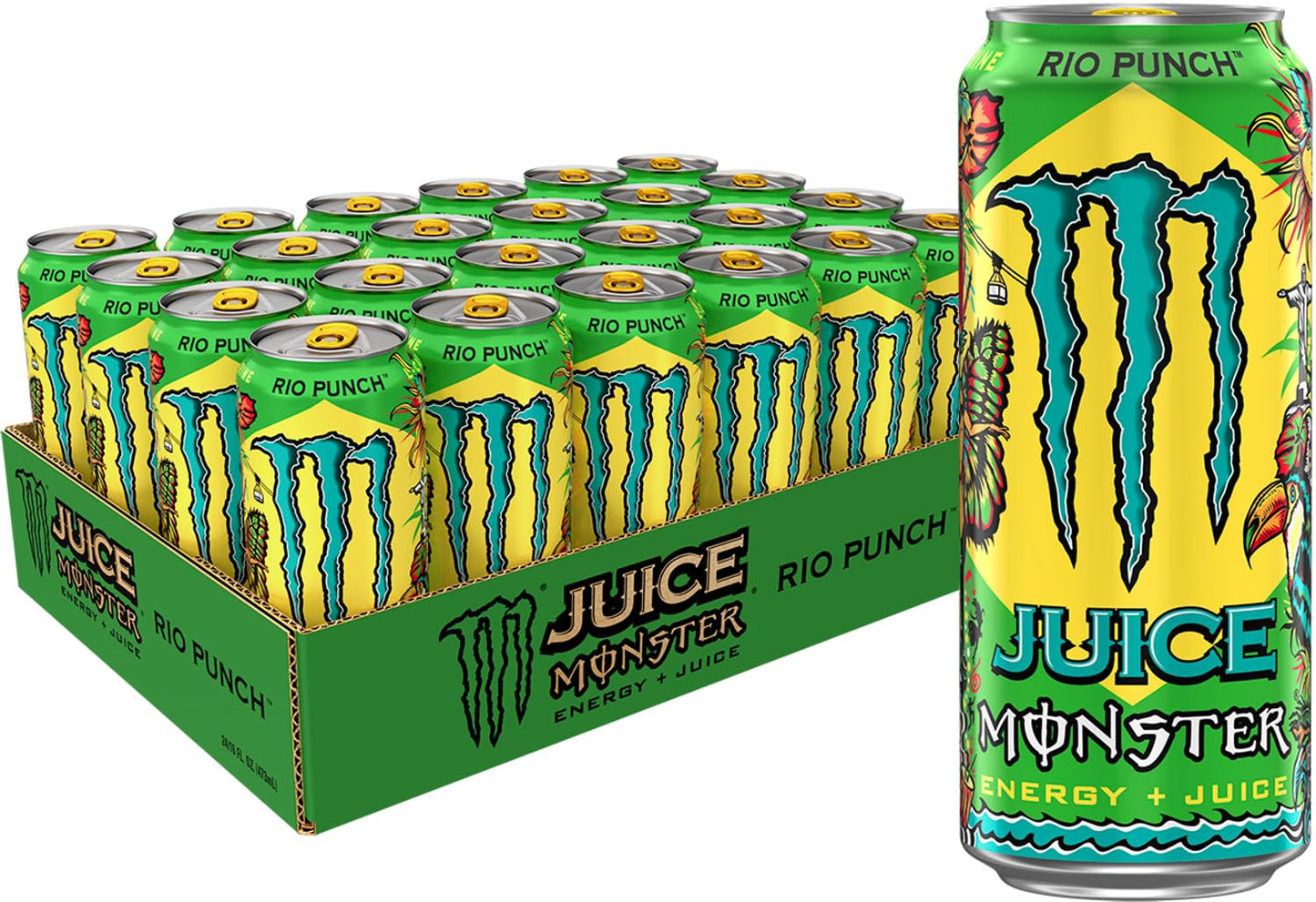 Monster Energy Juice Rio Punch, Bevanda Energetica, Confezione da 24 Lattine da 500ml