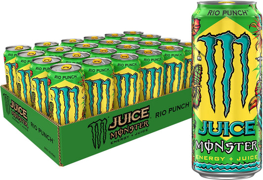 Monster Energy Juice Rio Punch, Bevanda Energetica, Confezione da 24 Lattine da 500ml
