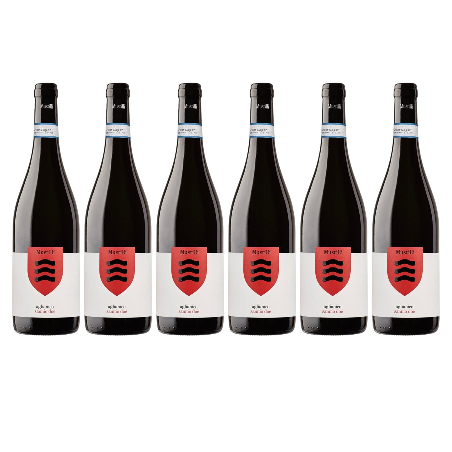 Mustilli | Aglianico del Sannio DOC 2022 | Vino Rosso 12,5% Vol. | Confezione da 6 Bottiglie da 750ml