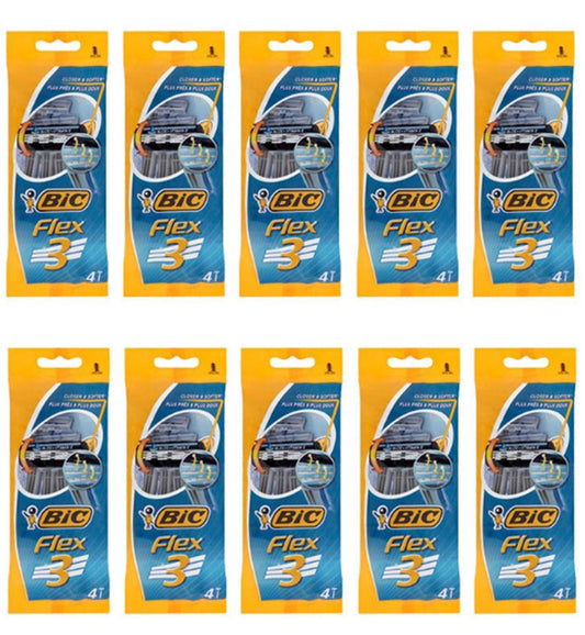 40 lamette da barba trilama BIC RASOIO FLEX 3 rasoi a 3 lame uomo rasatura