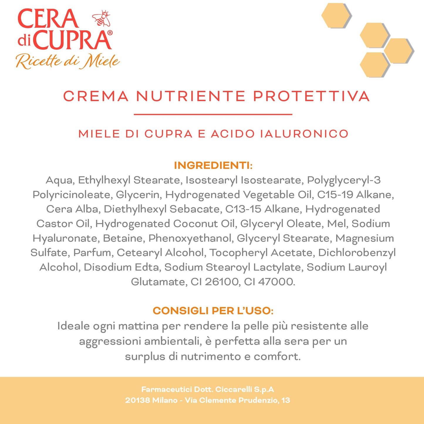 Cera di Cupra, Crema Nutriente Protettiva, Protegge e Dona un Intenso Comfort anche alle Pelli più Secche, Ideale sia la Mattina che la Sera, Made in Italy, Dermatologicamente Testata, 50 ml