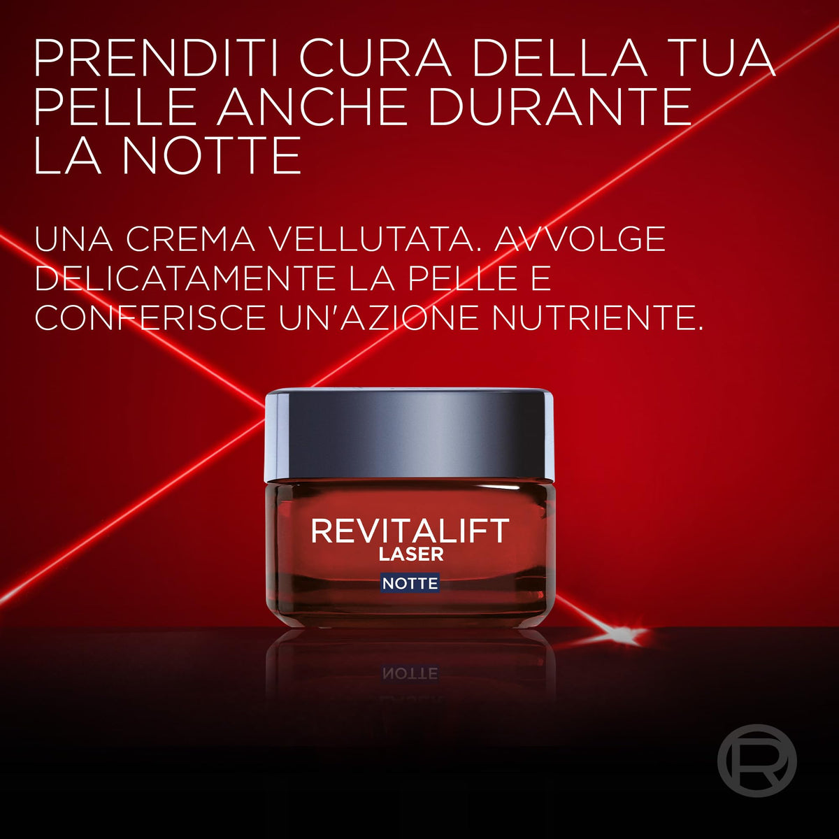 L'Oréal Paris Crema Viso Notte Revitalift Laser, Per Tutti i Tipi di Pelle, Azione Antirughe e Anti-Età, Pelle più Soda e Tonica, Con Acido Ialuronico, Vitamina C e Pro-Retinolo, 50 ml