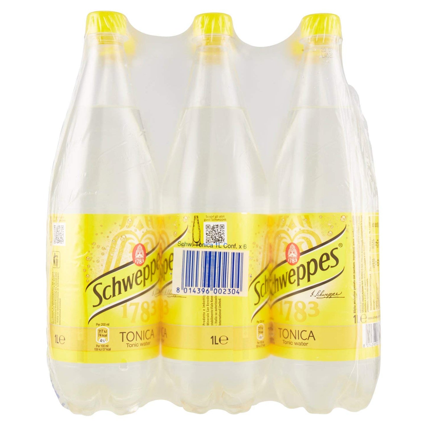 Schweppes Acqua Tonica Bibita Analcolica Gassata - Confezione da 6 x 1 Litro