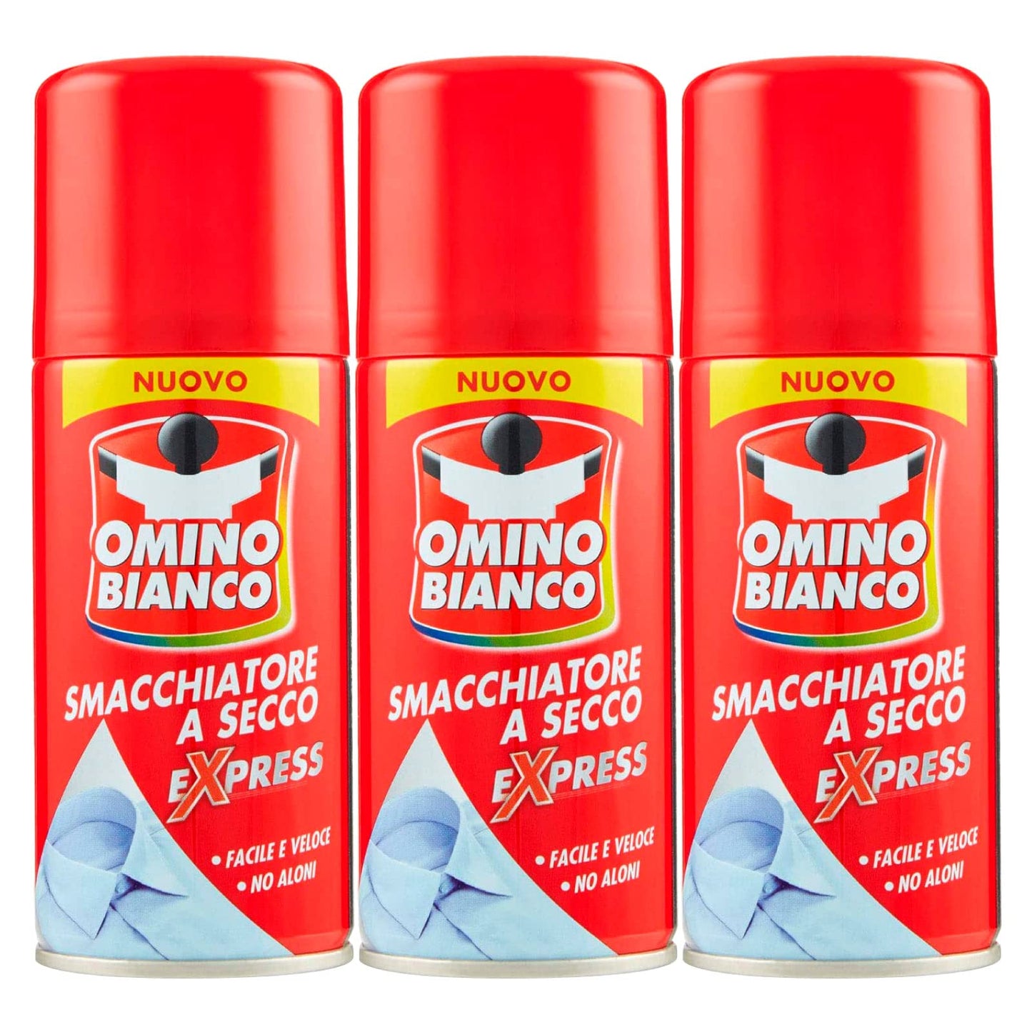 Omino Bianco - Prodotto Specifico per Rimuovere Macchie Intense, Smacchiatore Spray a Secco Expess, Azione Immediata Senza Aloni, 3 Flaconi x 125 ml