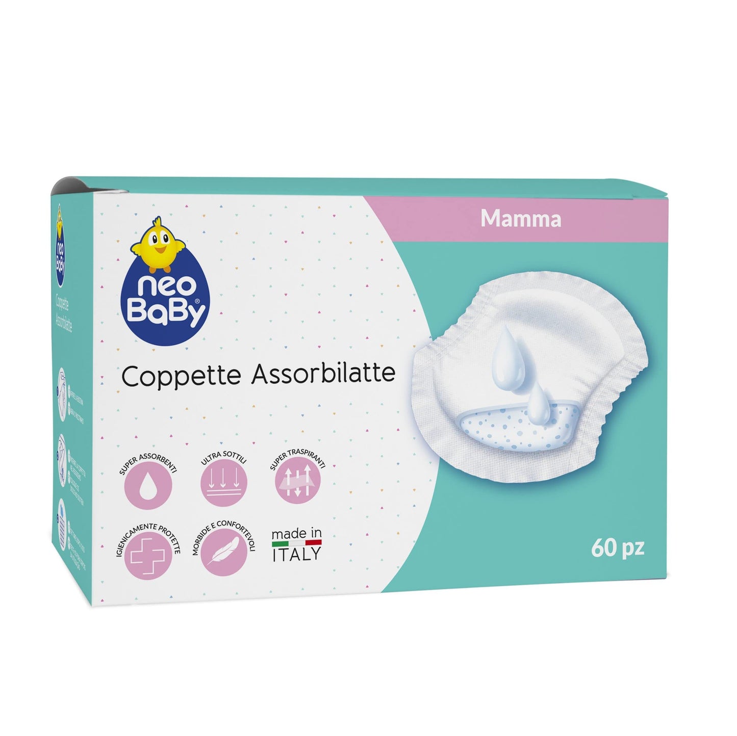 NEOBABY Coppette Assorbilatte in Bustina 60 Pezzi, Marrone