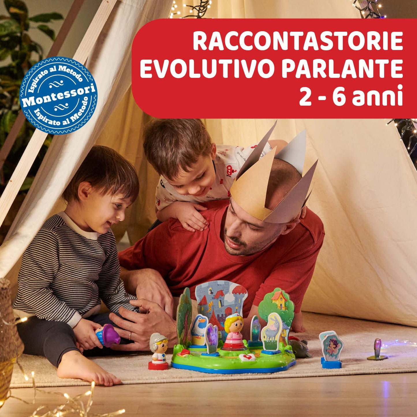 Chicco Fabulous il Creastorie, Cantastorie per Bambini 2 Anni, 6 Anni, in 4 Lingue, 10 Personaggi, 4 Modalità, 90 Min di Contenuti, Ispirato al Metodo Montessori, Ascolta e Crea Storie