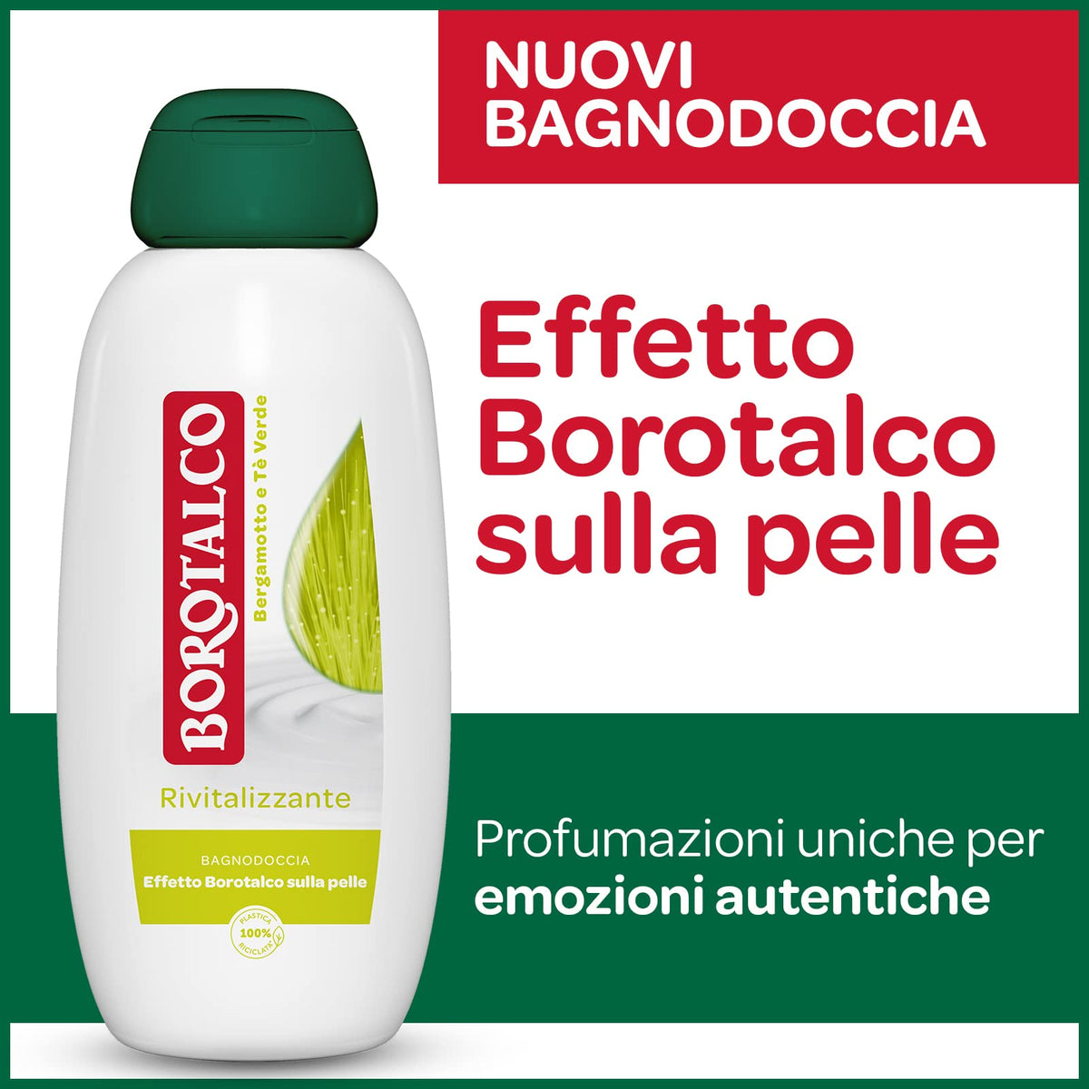 Borotalco Bagnodoccia Rinfrescante Muschio Bianco, Bagnoschiuma Corpo, Freschezza Avvolgente, Effetto Borotalco sulla Pelle, Dermatologicamente Testato, 2 Flaconi da 600 ml