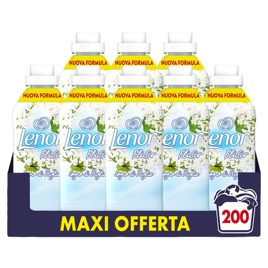 Lenor Elisir Ammorbidente Lavatrice Concentrato, 200 Lavaggi (8X25), Sogno Di Puglia, Freschezza Di Lunga Durata E Morbidezza Di Origine Vegetale, Lenzuola Profumate Fino A 1 Settimana