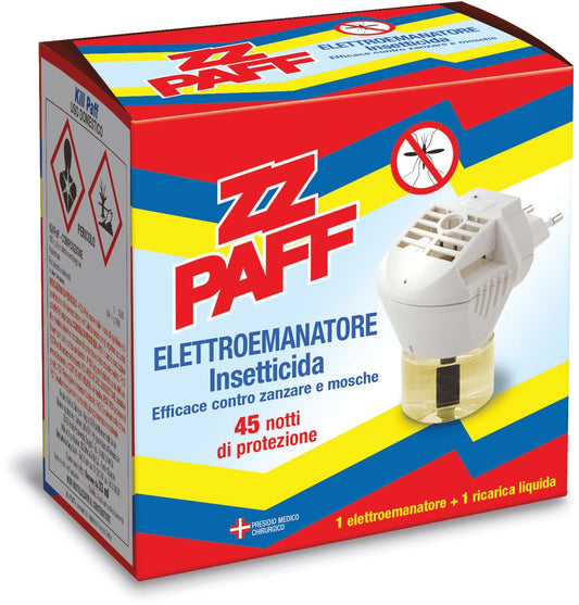 Zz Paff Elettroemanatore Insetticida Base + Ricarica Liquida 45 Notti, 1pz