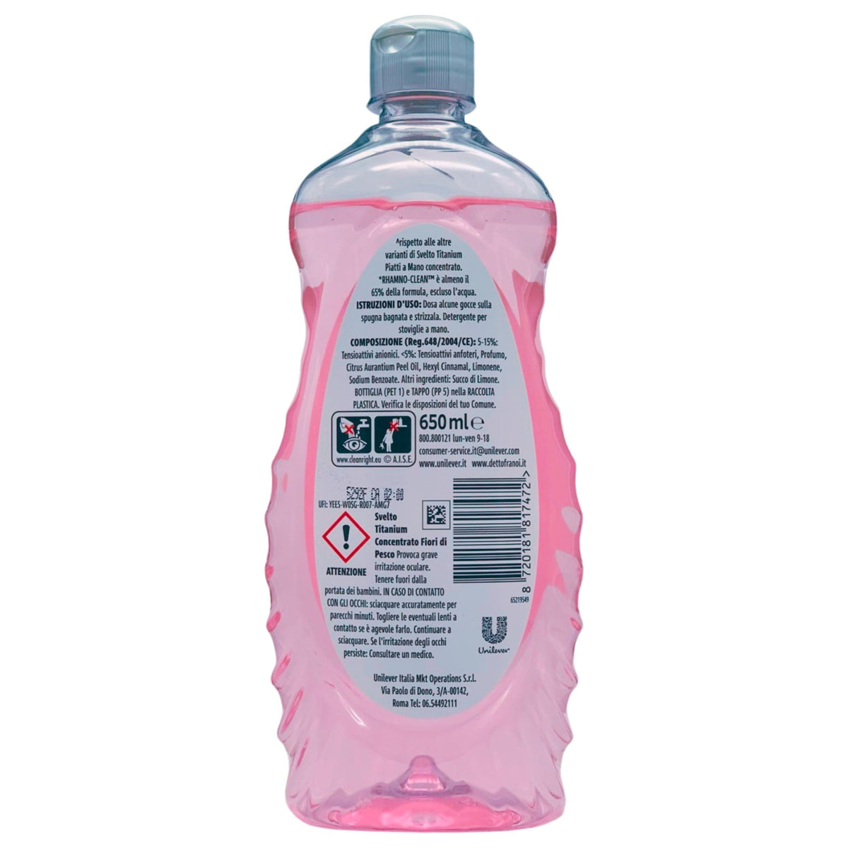 Detergente Per Stoviglie a Mano, Titanium Concentrato. Extra Delicato Sulle Mani FIORI DI PESCO, La Scelta Perfetta Per Chi Desidera Piatti Splendenti e Mani Protette 650ml