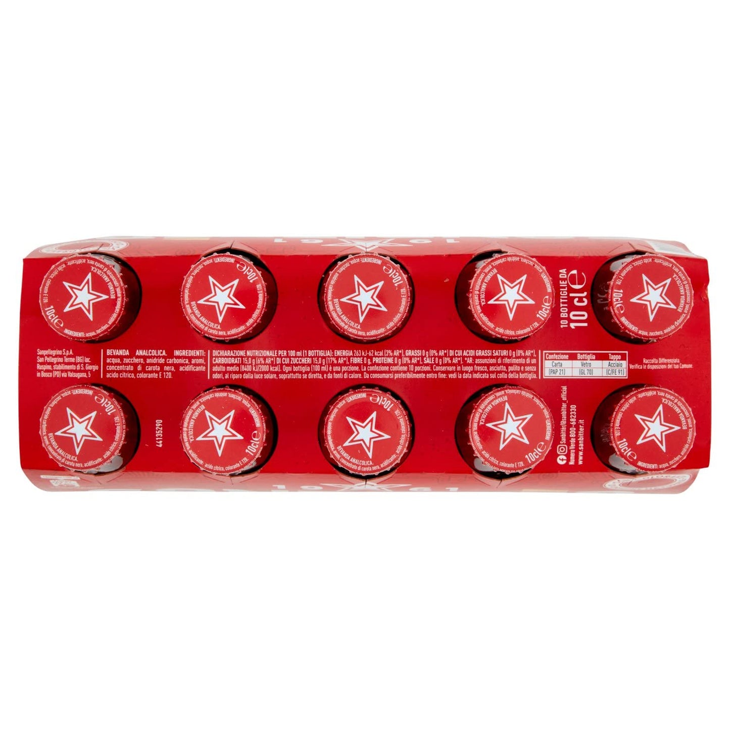 Sanbittèr, Aperitivo Analcolico, Rosso - 10 bottiglie da 10cl