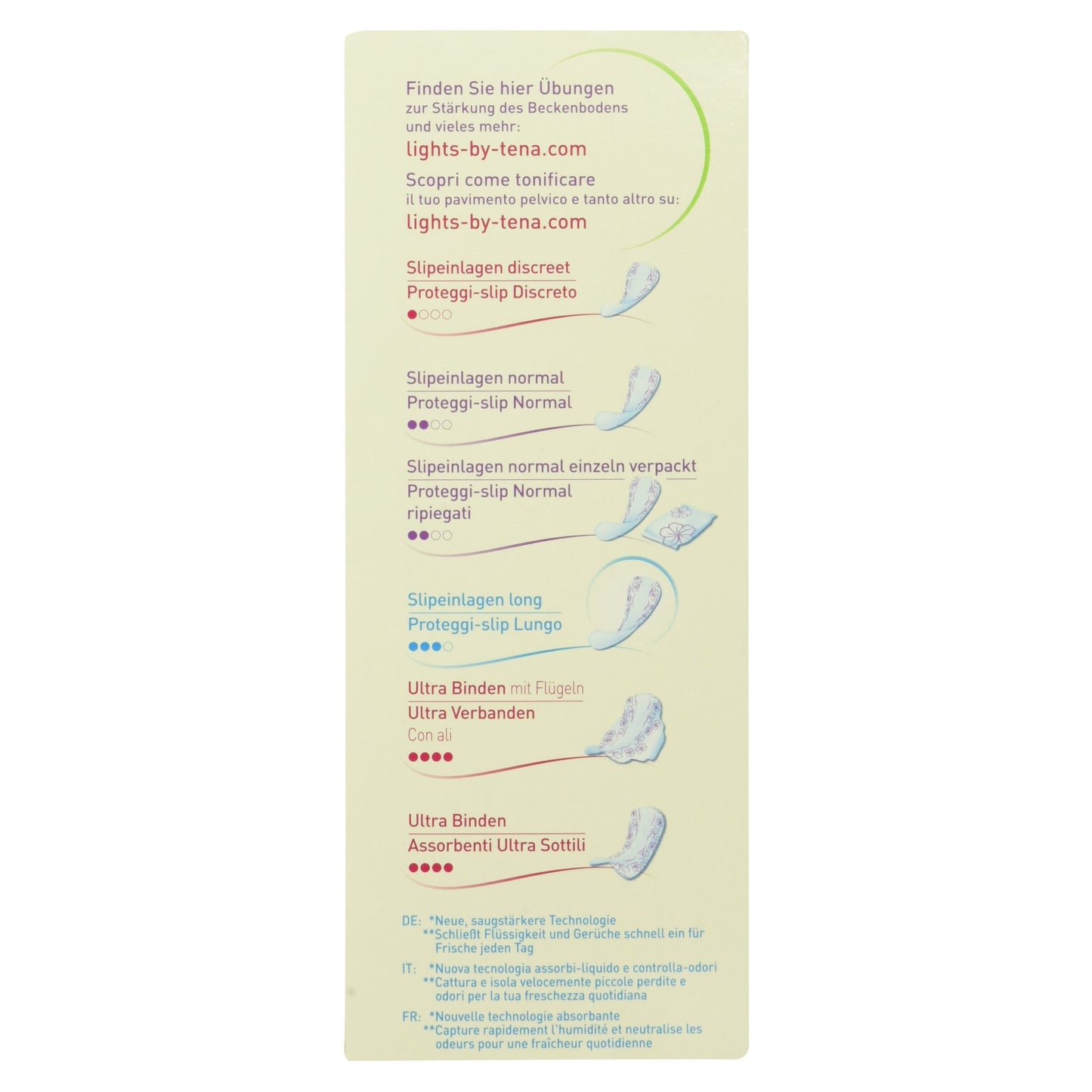 Lights By Tena Proteggi-Slip Lungo - Pacco da 20 Pezzi