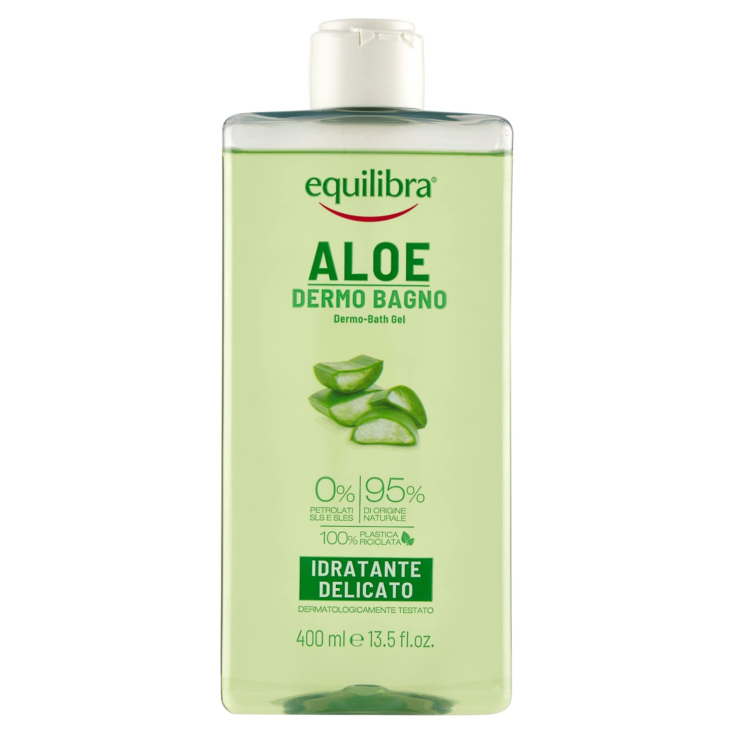 Equilibra Aloe Dermo-Bagno, Gel-Doccia ad Azione Idratante, Emolliente e Rinfrescante, per una Pelle Pulita e Profumata, Con Succo di Aloe, Glicerina ed Estratto di Mela Bio, 400 ml